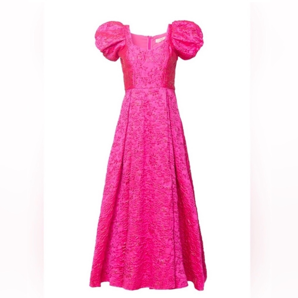 Ivy City Co Portia Dress in Pink Jacquard 10 NWT